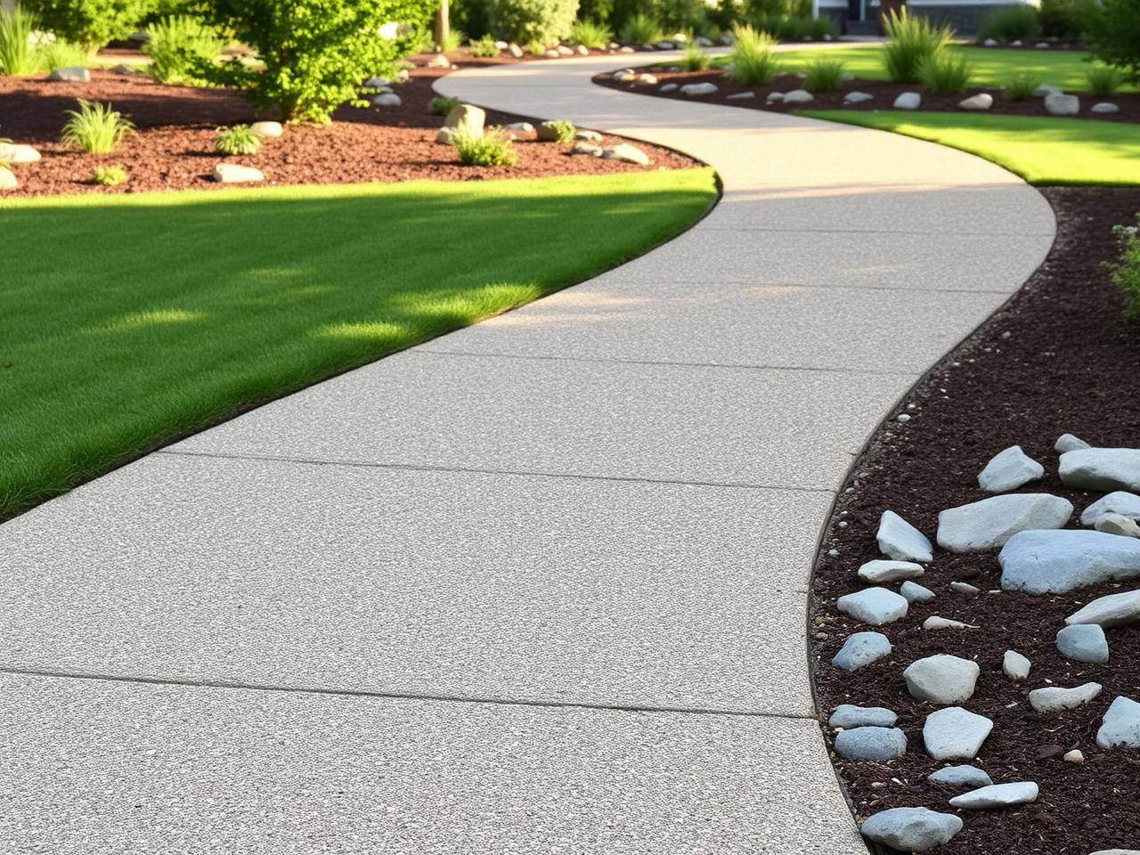 Curved exposed aggregate walkway leading to front entry in Woodstock, IL